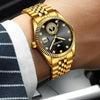 FNGEEN 7010 Middle-Aged and Elderly Men Luminous Calendar Quartz Watch(All Gold Black Sueface)