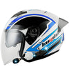 KUQIBAO Motorcycle Smart Bluetooth Sun Protection Double Lens Safety Helmet, Size: M(White Phantom Fiber+Gray Tail)