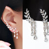 Women Tassel Wing Style Drop Earrings Fashion Cubic Jewelry(Silver color)