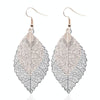 Double-layered Leaves Tassel Earrings Simple Retro Metal Leaf-ears Ornaments(Royalblue Yellow)