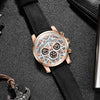 Ochstin 5052B Multifunctional Business Waterproof Leather Strap Quartz Watch(Rose Gold+Brown)