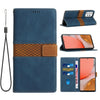 For Samsung Galaxy A72 5G / 4G Grid Stitching Leather Phone Case with Lanyard(Blue)