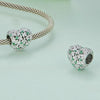 BSC760 S925 Sterling Silver Lucky Heart Green Zircon Clover Beads