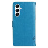 For Samsung Galaxy A26 5G Global Tree & Cat Embossed Pattern Flip Leather Phone Case(Blue)