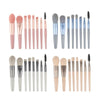 8-in-1 Mini Wooden Handle Makeup Brush Set Portable Loose Powder Brush(Sky Cyan)