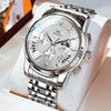 OLEVS 2892 Men Multifunctional Business Waterproof Quartz Watch(White + Silver)