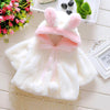 Female Baby Cartoon Rabbit Ears Shape Hooded Imitation Rabbit Fur Shawl Coat, Kid Size:100cm/12(White)
