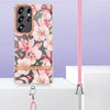 For Samsung Galaxy S25 Ultra 5G Flowers and Plants Series IMD TPU Phone Case with Lanyard(Pink Gardenia)