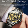 OLEVS 9947 Men Multifunctional Hollow Waterproof Quartz Watch(Black)