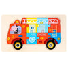 3 PCS Three-dimensional Buckle Traffic Puzzle Cognitive Puzzle Wooden Toy(Fighting Truck)