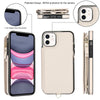 For iPhone 11 Double Flap Zipper RFID Leather Phone Case with Short Lanyard(White)