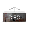 LED Mirror Alarm Clock Digital Snooze Table Clock Electronic Time Temperature Large Display  White Light