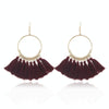 Tassel Earrings for Women Ethnic Big Drop Earrings Bohemia Fashion Jewelry Trendy Cotton Rope Fringe Long Dangle Earrings(Wine red)