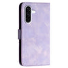For Samsung Galaxy A36 5G Grid Butterfly Embossed Pattern Leather Phone Case with Lanyard(Light Purple)