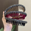 Acrylic Hair Accessories Flocking Cloth Rhinestone Wave Non-Slip Headband With Comb Teeth(Red)