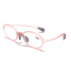 Portable Magnifying Glass Presbyopic Glasses Silicone Anti-Blue Light Reading Glasses, Degree: +150(Pink)