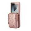 For Samsung Galaxy Z Flip6 AwQuer Crossbody Zipper Wallet Bag Litchi Leather Phone Case(Rose Gold)