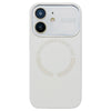 For iPhone 12 Large Window Acrylic Glass Lens MagSafe Silicone Phone Case(Antique White)