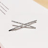 10pcs X-shaped Cross Rhinestone Full Diamond Hair Clip Teenage Girls Headdress(Silver)
