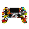 For PS4 Wireless Bluetooth Game Controller With Light Strip Dual Vibration Game Handle(Flame)