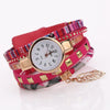 Ladies Quartz Bracelet Watch with Leaf Shape Pendant(Rose Red)