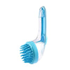 Silicone Pet Bathing Brush with Long Handle - Blue