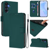 For Samsung Galaxy A26 5G Skin Feel Solid Color Leather Phone Case with Lanyard(Dark Green)