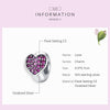 S925 Sterling Silver Pink Zircon Love Heart Beads DIY Bracelet Necklace Accessories
