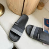 Men and Women Slippers Summer Non-slip Couples Go Out Home One Word Slippers, Size: 42-43(Three Rods-Black)
