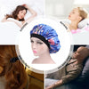 2 PCS Women Satin Night Sleep Cap Hair Bonnet Hat Silk Head Cover Wide Elastic Band(Beige Small Flower)