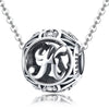 S925 Sterling Silver 26 English Letter Beads DIY Bracelet Necklace Accessories, Style:K