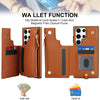 For Samsung Galaxy S23 Ultra 5G Double Flap Zipper RFID Leather Phone Case with Short Lanyard(Brown)