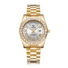 CAGARNY 6886 Diamond-encrusted Roman Numeral Dial Quartz Watch for Men(Gold Shell White Dial)