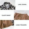 Boys Floral Shirt + Shorts Pants Set Summer Thin Children Short-sleeved Shirt, Size: 90cm