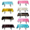 137x183cm Happy Birthday PET Aluminum Film Tablecloths Disposable Waterproof Party Decorative Table Cloth, Style: Spanish Gold Star