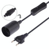 E27 Wire Cap Switch Lamp Holder Chandelier Power Socket with 1.5m Extension Cable, EU Plug(Black)
