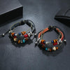 BX016 Retro Personality Leather Beaded Bracelet(Red Leather++Ancient Silver Accessories)