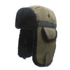 Winter Outdoor Padded Adjustable Head Circumference Ski Hat Warm Ear Protected Cap Flight Hats (Army Green Black Fur)