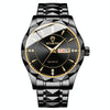 BINBOND B5552 Luminous Multifunctional Business Calendar Quartz Watch(Black Steel-Black-Gold)