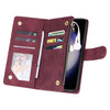For Samsung Galaxy S25 5G Multifunctional Frosted Zipper Wallet Leather Phone Case(Wine Red)