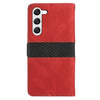 For Samsung Galaxy S23 5G Grid Stitching Leather Phone Case with Lanyard(Red)