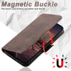 For iPhone 13 Pro Max Suteni J07 Multi-functional Horizontal MagSafe Denim Leather Phone Case(Brown)
