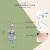 S925 Sterling Silver Blue Zircon Movable Owl Pendant DIY Bracelet Accessories, Style:Necklace+Pedndant