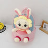 Kindergarten School Bag Plush Toy Children Cute Cartoon Backpack(With Hat Bunny Pink)