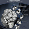 6 In 1 9 Knife Head Multifunctional USB Shaver Full Body Water Washing Shaver Men Hair Bald