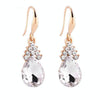 Fashion Diamond Ladies Crystal Zircon Drop Necklace Earring Set(White)