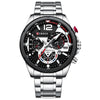 Curren 8395 Calendar Six-Hand Steel Strap Men Quartz Watch, Color: White Shell Black