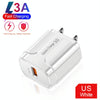 LZ-023 18W QC 3.0 USB Portable Travel Charger + 3A USB to 8 Pin Data Cable, US Plug(White)