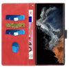 For Samsung Galaxy S22 Ultra 5G Grid Stitching Leather Phone Case with Lanyard(Red)