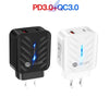 PD03 20W PD3.0 + QC3.0 USB Charger with USB to 8 Pin Data Cable, US Plug(White)